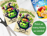 Witch’s Brew Capri Sun Pouch Label Printable