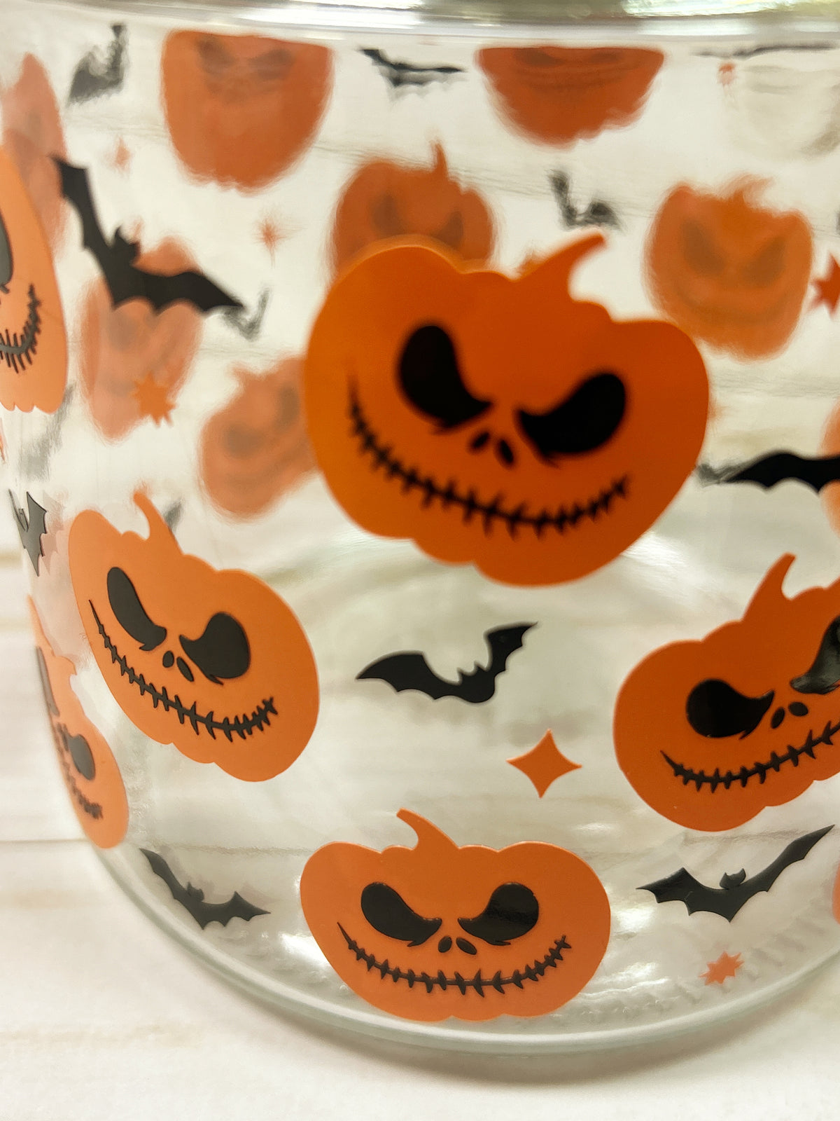 Spooky Pumpkin and Bats Candy Jar