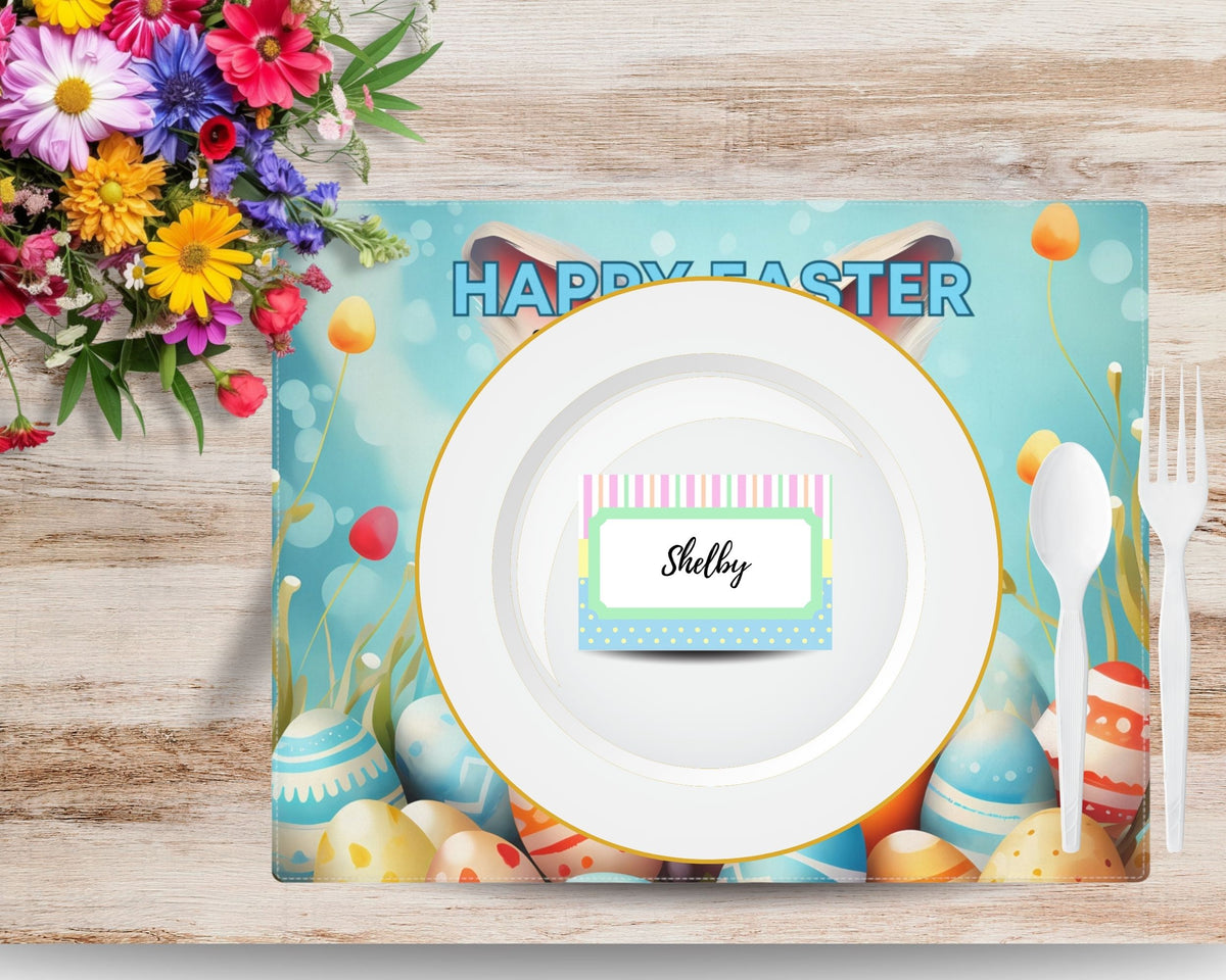 Spring Patterned Editable Place Card Printable