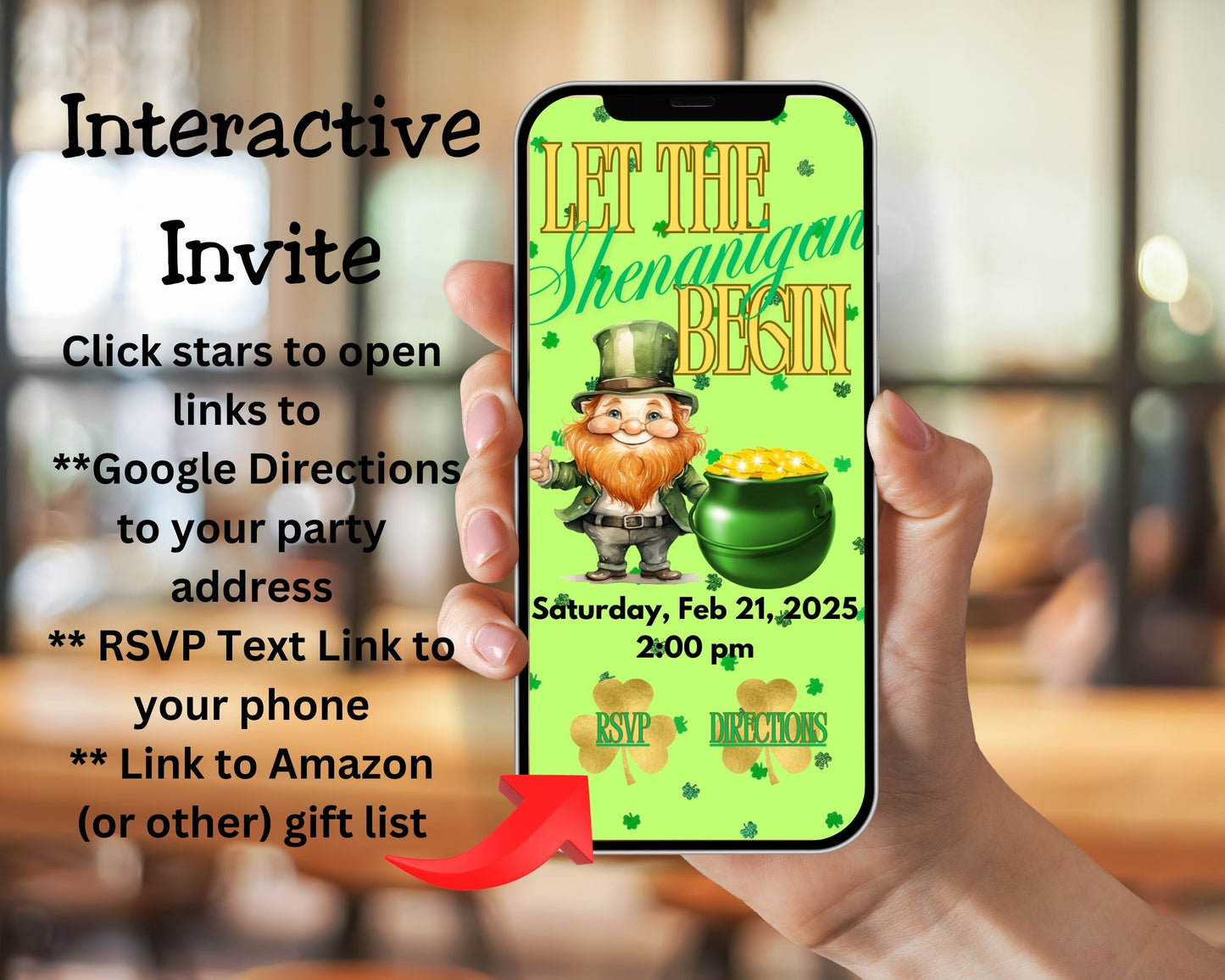 Let the Shenanigans Begin Mobile Party Invitation Editable Canva Link