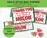 One in a Melon Thank You Canva Template Bag Topper Printable