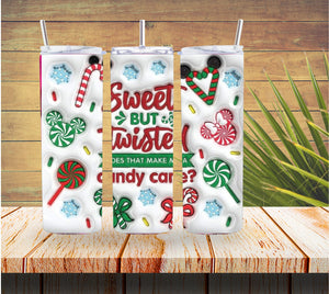 Sweet but Twisted Candy Cane 3D 20 ounce Stainless Steel Tumbler *538