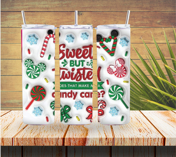 Sweet but Twisted Candy Cane 3D 20 ounce Stainless Steel Tumbler *538
