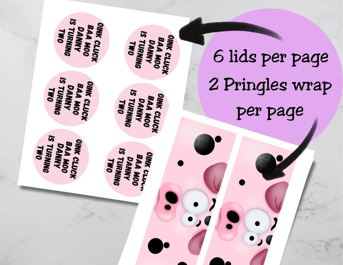Farm Animal Pringles Labels – Canva Editable Template