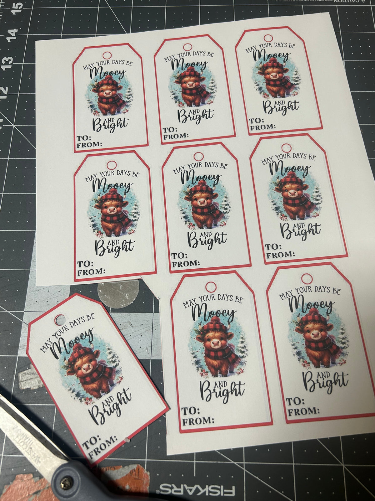 Mooey and Bright Christmas Gift Tags Printable
