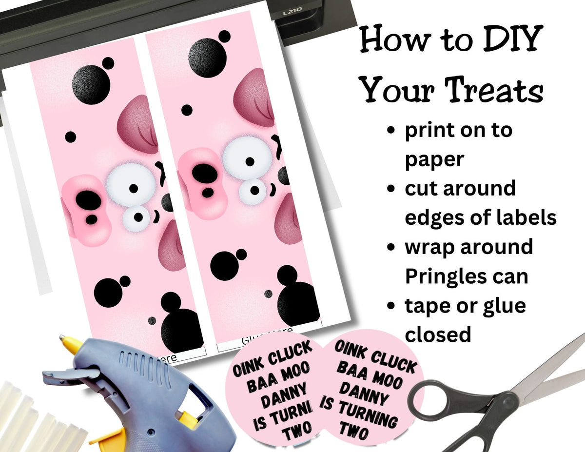 Farm Animal Pringles Labels – Canva Editable Template