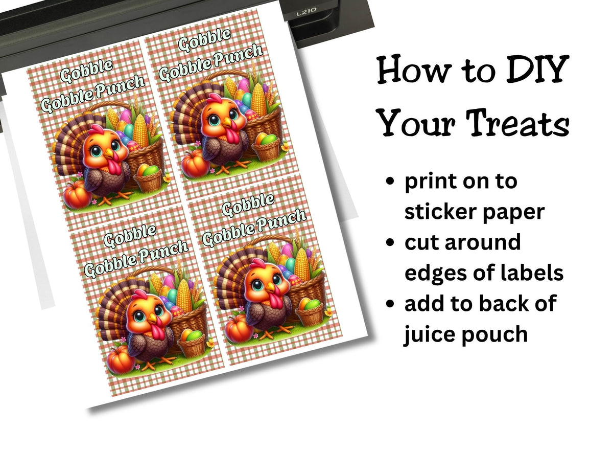 Gobble Gobble Punch Thanksgiving Capri Sun Label Printable