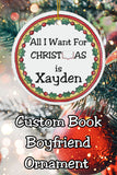 Personalized Book Boyfriend Christmas Ornament for Book Lovers