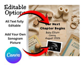 Our Next Chapter Book Themed Pregnancy Announcement Canva Template