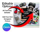 Player 3 Gamer Baby Announcement Canva Template