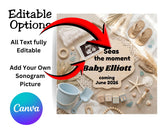 Beach Pregnancy Announcement Template – Seas the Moment Baby Reveal Canva Template