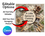 Gardening Baby Announcement Template – Editable Canva Design