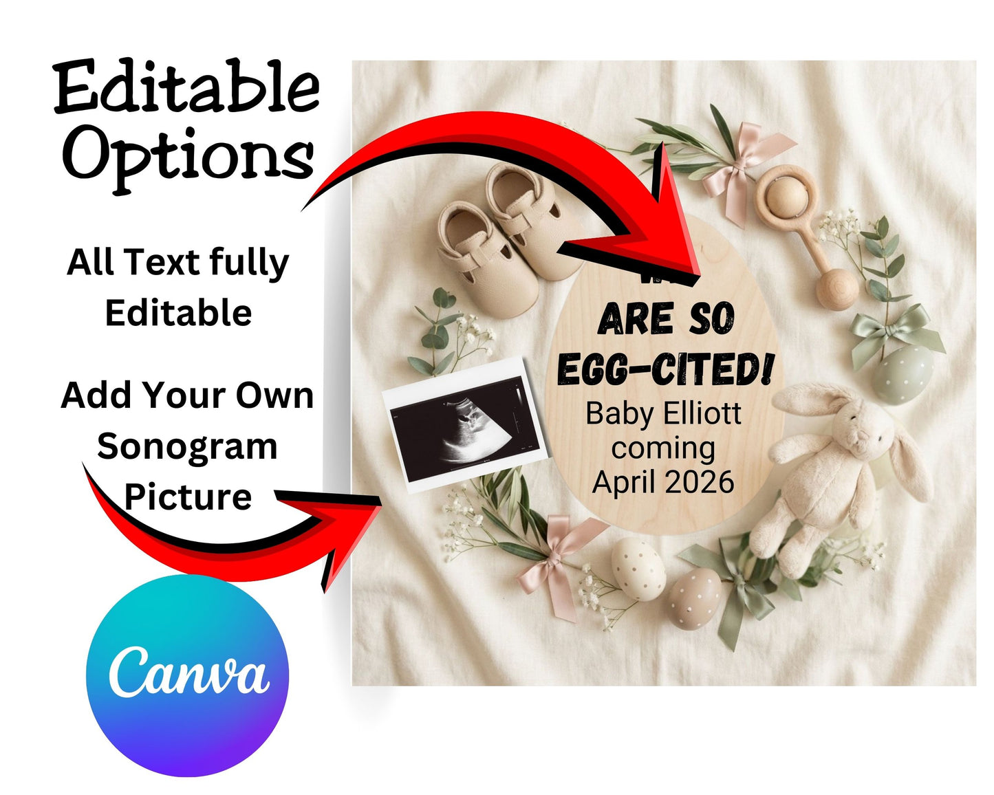 Minimalist Valentine Pregnancy Announcement Canva Template