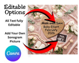 Made with Love Valentine Baby Announcement Canva Template