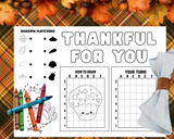 Thanksgiving Activity Placemats for Kids, Printable Thanksgiving Games, Kids Table Activities