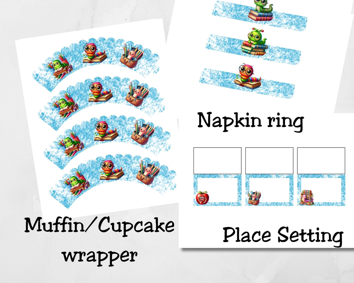 Bookworm Back to School Breakfast Printable Set
