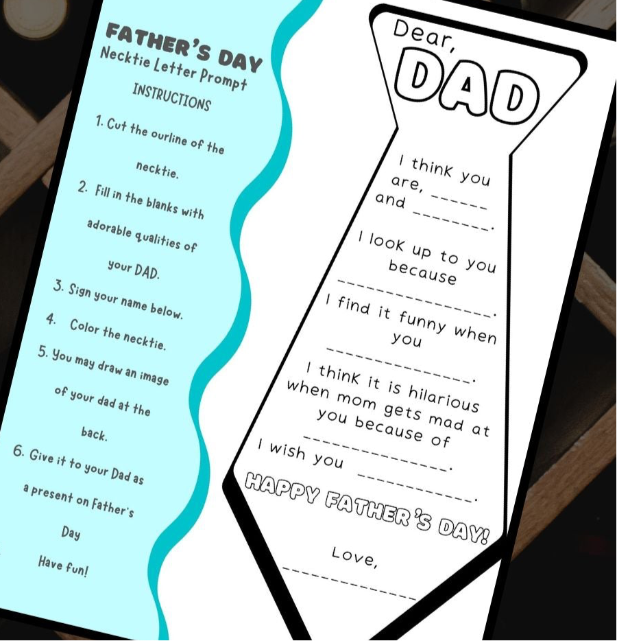 Father's Day Necktie Letter Prompt Printable