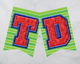 Red and Blue Football Varsity Letters Pennant Banner Printable with Canva Template