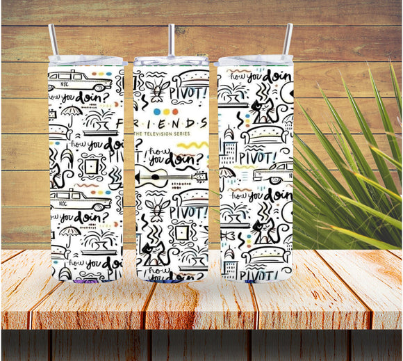 Friends Doodle 20 ounce Stainless Steel Tumbler