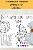 Thanksgiving Activity Placemats for Kids, Printable Thanksgiving Games, Kids Table Activities