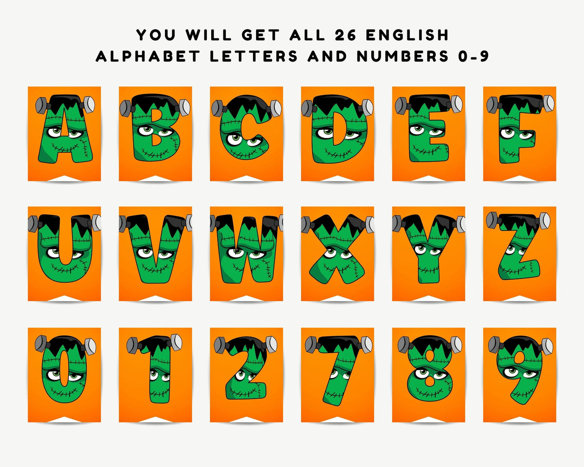 Frankenstein Monster Halloween Pennant Banner Printable