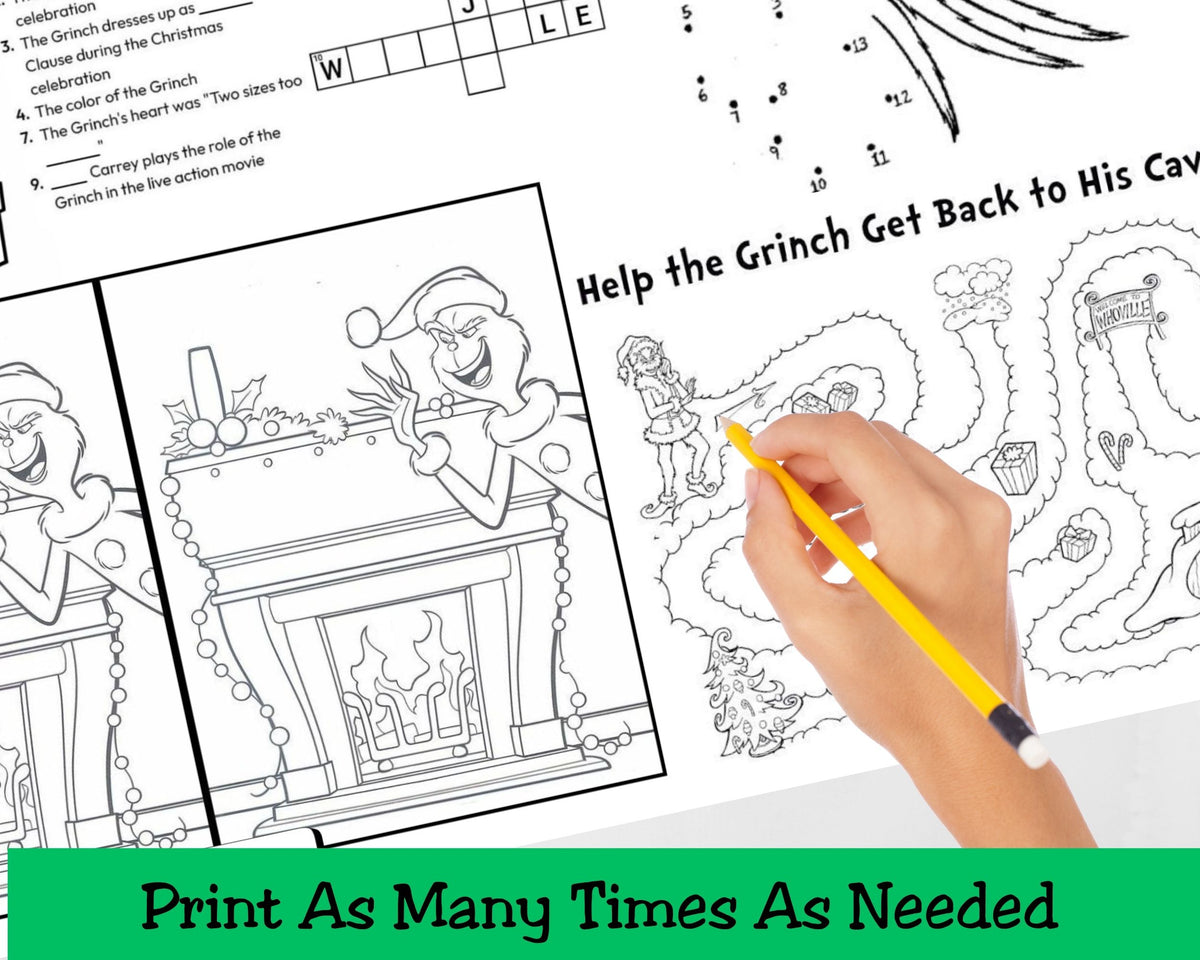 Grinch Activity Placemat Printable