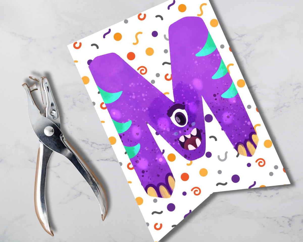 Monster Dots Halloween Party Pennant Banner Printable