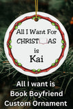 Personalized Book Boyfriend Christmas Ornament for Book Lovers