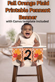 Fall Orange Plaid Pennant Banner P