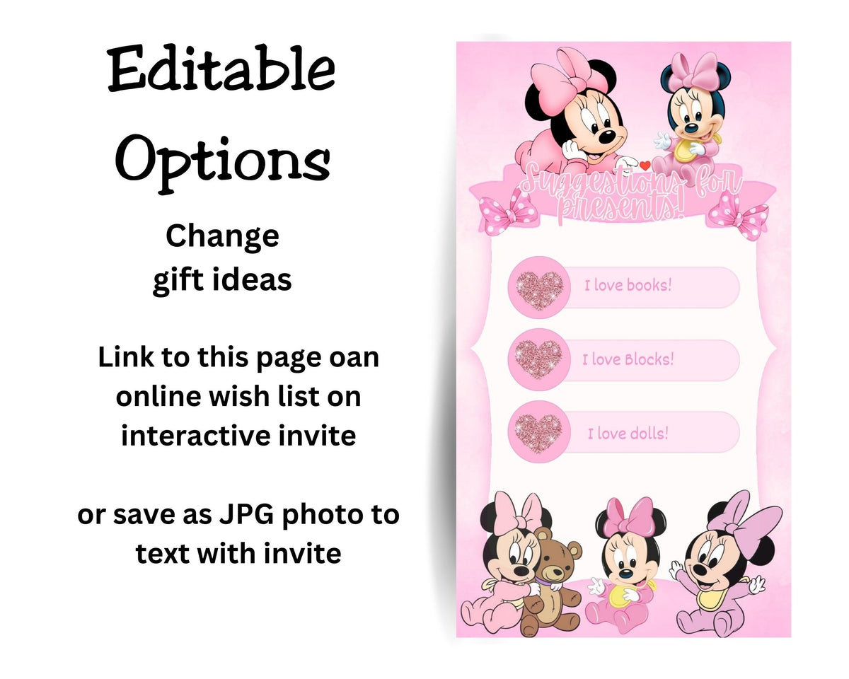 Baby Minnie Mobile Party Invitation Editable Canva Link