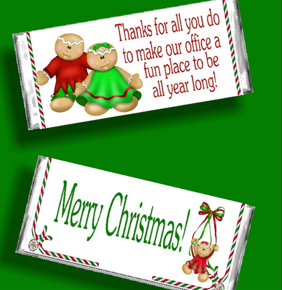 Gingerbread Coworker Christmas Candy Bar Wrapper