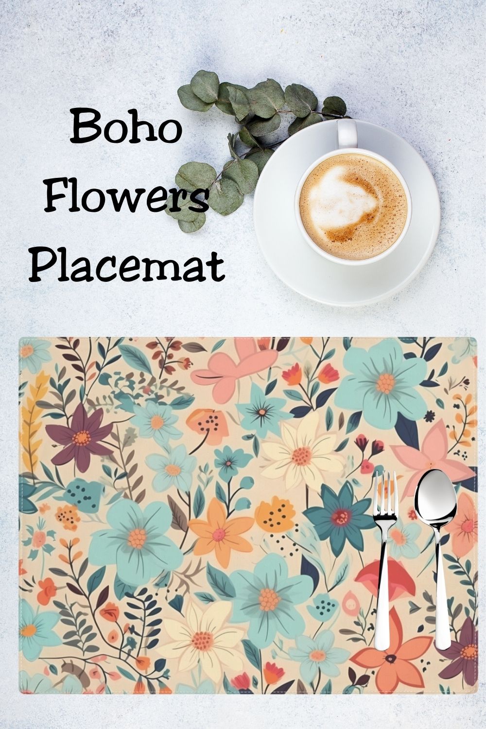 Boho Flowers Placemat, 1pc