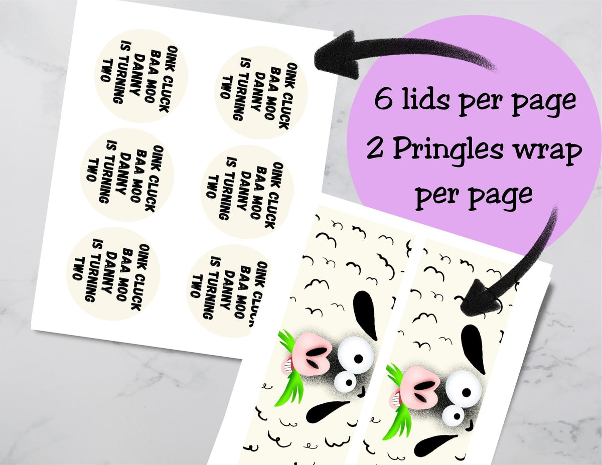 Farm Animal Pringles Labels – Canva Editable Template