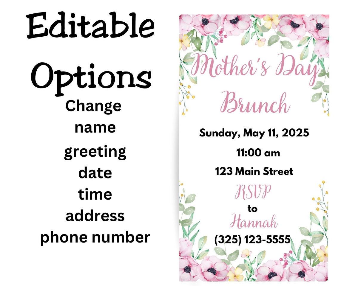 Floral Mothers Day Digital Invitation