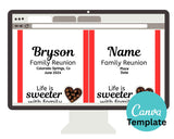 Life is Sweeter Family Reunion Personalized Candy Bar Wrapper Canva Template