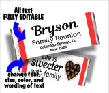 Life is Sweeter Family Reunion Personalized Candy Bar Wrapper Canva Template
