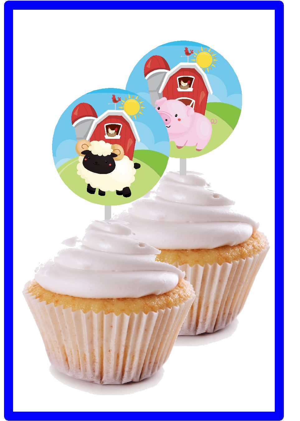 Farm Animal Printable Cupcake Toppers