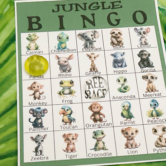 Baby Jungle Animals Printable Bingo Game