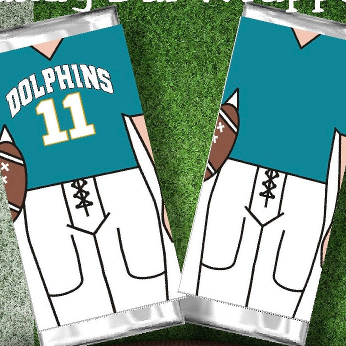 Dolphins Football Customizable and Printable Candy Bar Wrapper