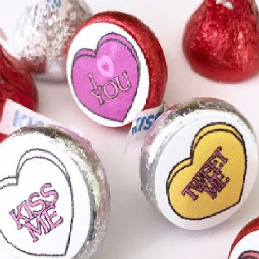Conversation Heart Valentine Kiss Label Printable