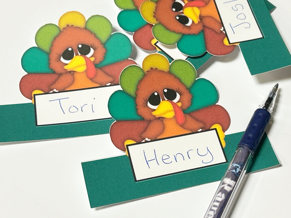 Turkey Thanksgiving Name Card Napkin Ring Printable