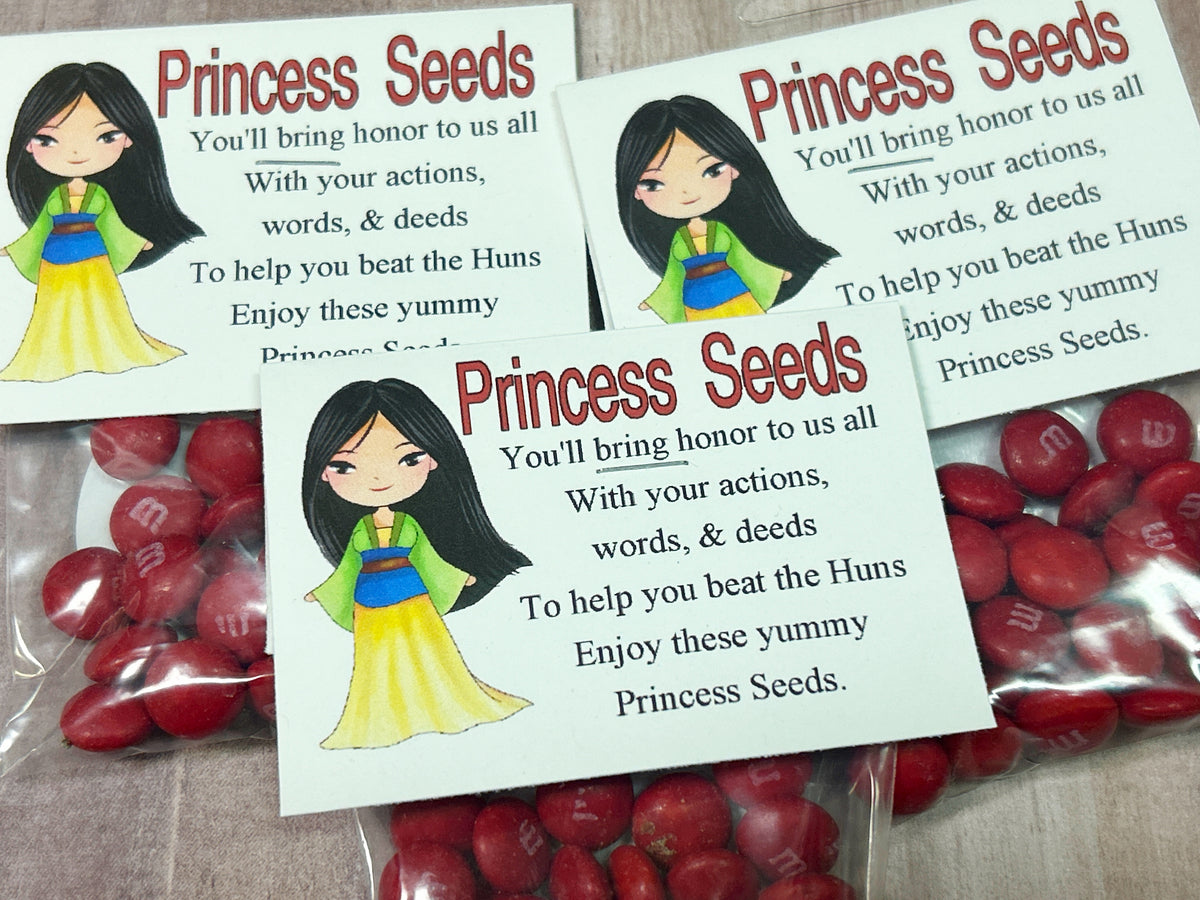 Mulan Princess Seeds Bag Topper Printable Party Favor