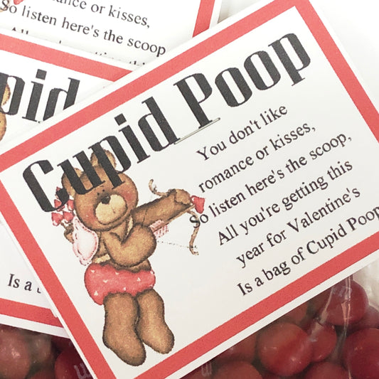 Cupid Poop Valentines Day Candy Bag Topper