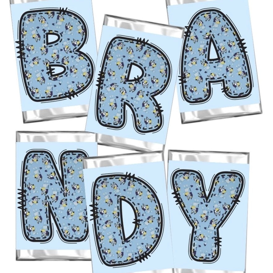 Bluey Filled Alphabet Hershey Candy Bar Wrapper Printable