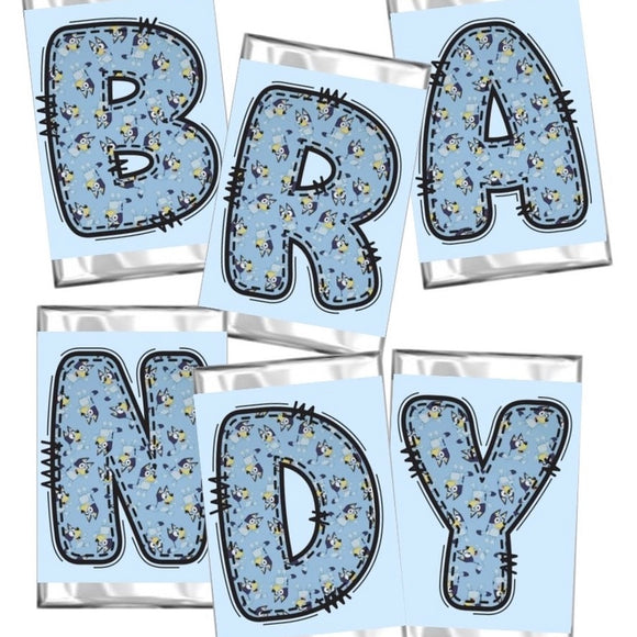 Bluey Filled Alphabet Hershey Candy Bar Wrapper Printable