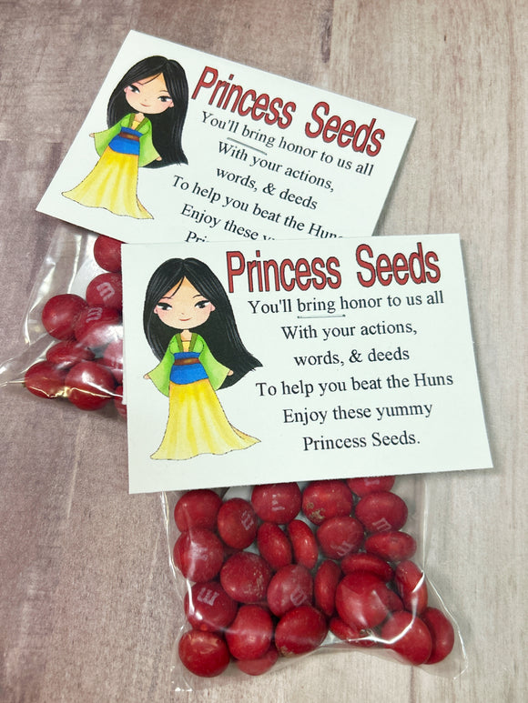 Mulan Princess Seeds Bag Topper Printable Party Favor