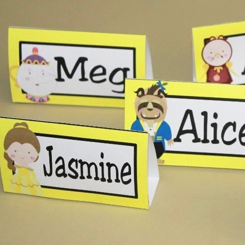 Beauty and the Beast Character Table Card Printable