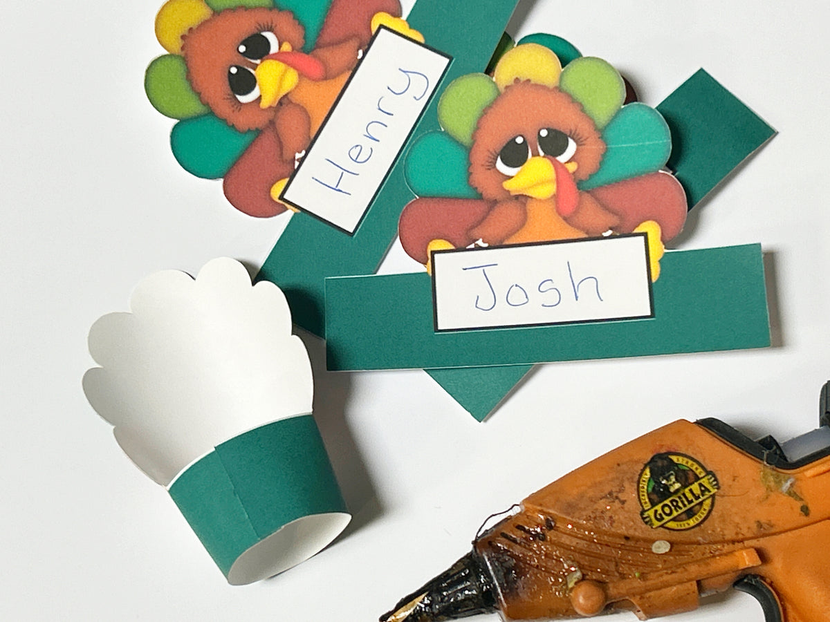 Turkey Thanksgiving Name Card Napkin Ring Printable
