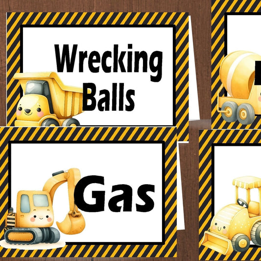 Cute Construction Editable Table Card Printables