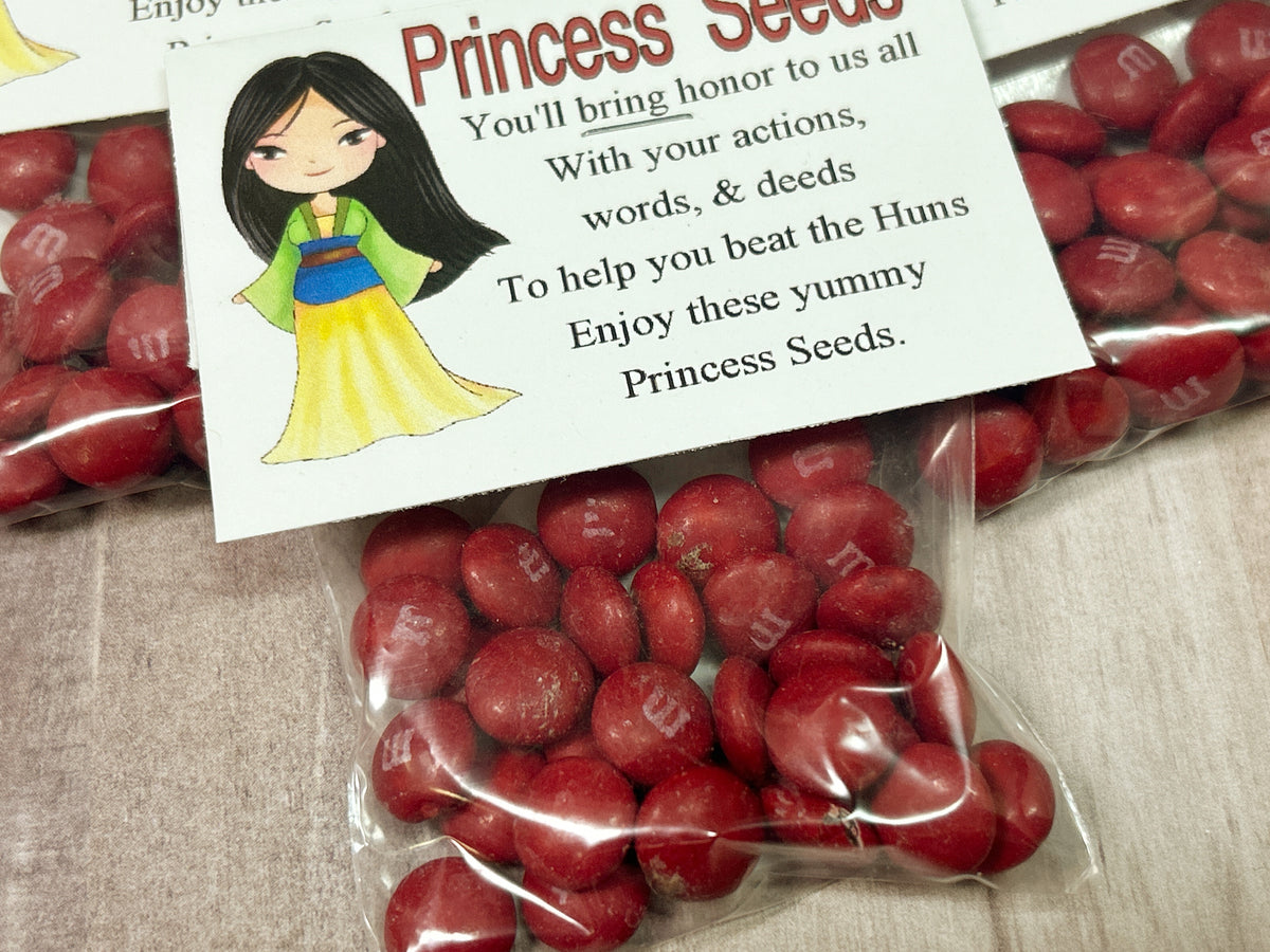 Mulan Princess Seeds Bag Topper Printable Party Favor